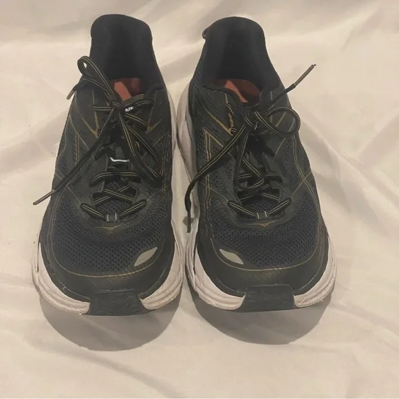 Hoka One One Running Race Clifton 3 Black & Gold Shoes Mens 10 - Picture 6 of 12